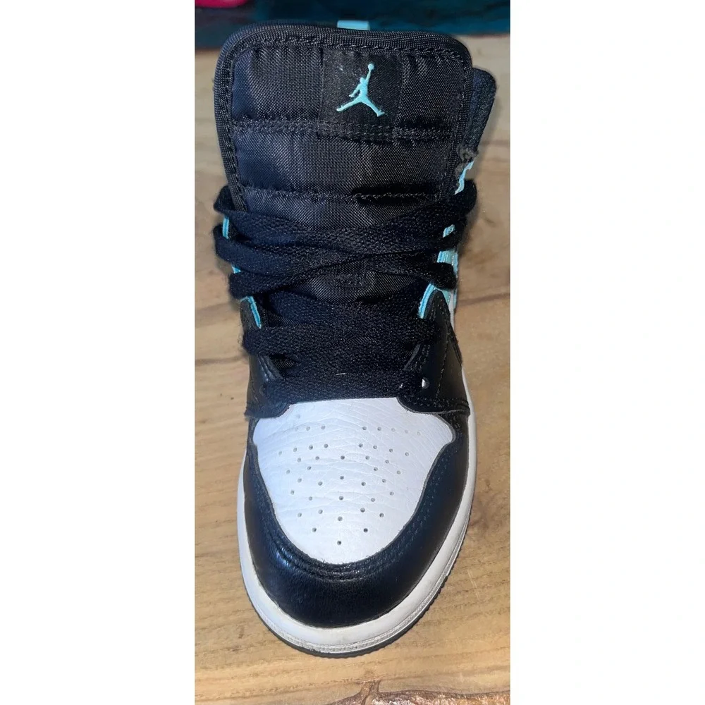 Jordan 1 Mid Tropical Twist White Black Teal Sneakers 640734-132 Size 1Y